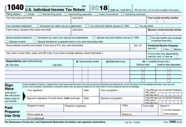 2018 form 1040