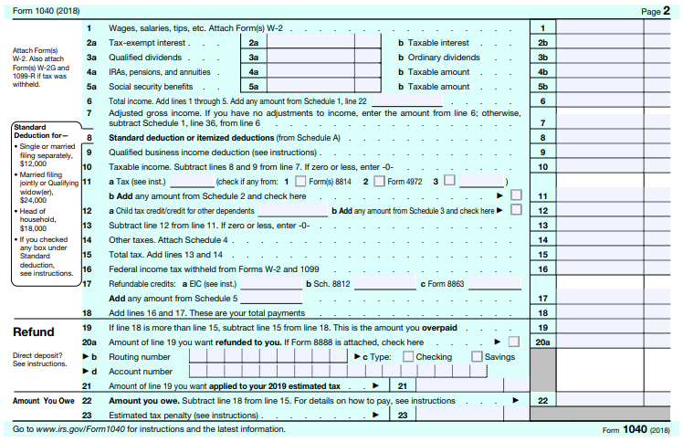 2018 form 1040